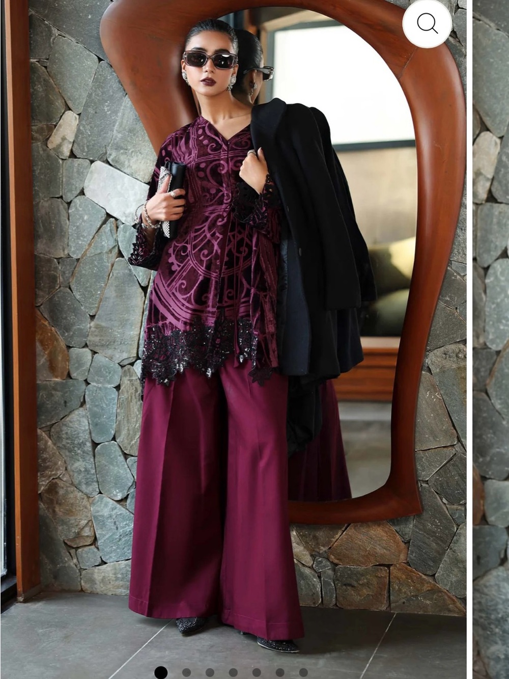 Women's Wide-Leg Trousers in Plum